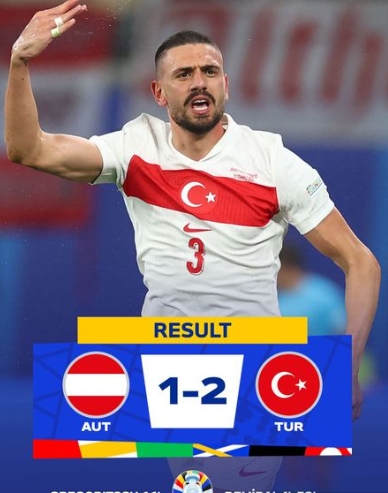2024 欧洲杯：德米拉尔两球，土耳其 2 - 1 胜奥地利